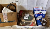 Lot of blades, hole saws, flash lights, etc