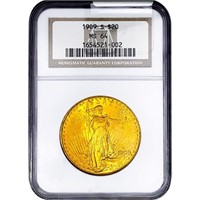 1909-S $20 Gold Double Eagle NGC MS64