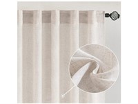 MIULEE Pure White Linen Curtains 90 Inch Length
