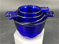 Set of 4 Cobalt Glass Measuring Cups (Nesting)