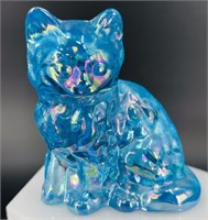 Blue Carnival Glass Mosser Sitting Kitty