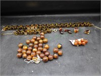 Tortoise Style Jewelry, Amber Beads & Earrings