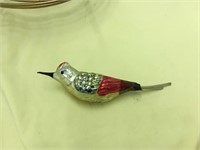 Glass Figural Clip on Christmas Tree Ornament BIRD