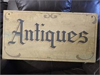 Vintage wood antiques sign