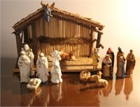 Nativity Scene,  plastic and bisque accessories