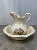Vintage small porcelain pitcher and basin