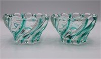 Pair of Mikasa Swirl Glass Votives