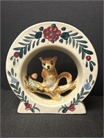 Vtg round ceramic squirrel wall pocket