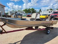 14ft Aluminum Fishing Boat 9.9 HP O/B c/w Trailer