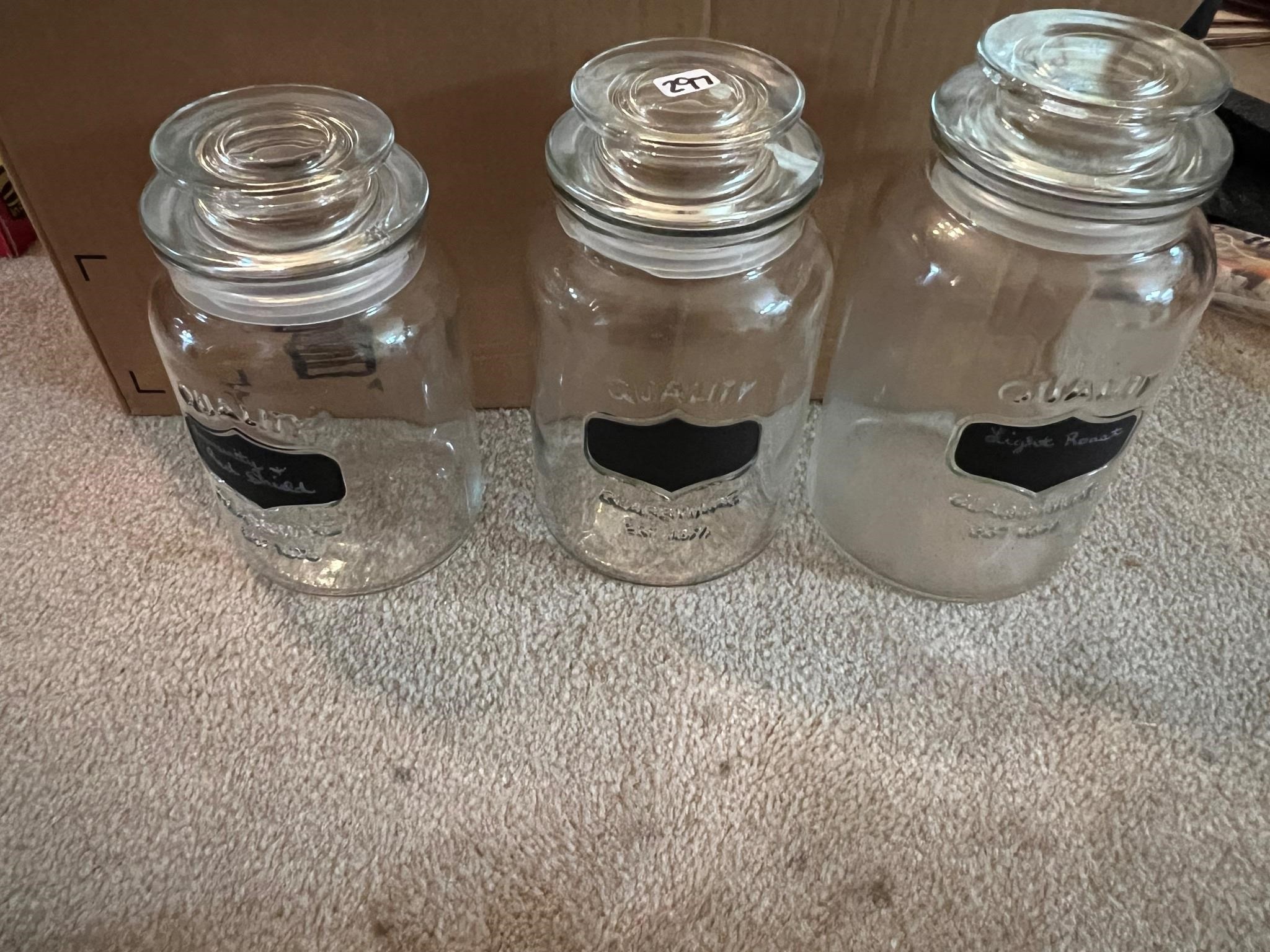 3 QUALITY GLASSWARE CANISTERS