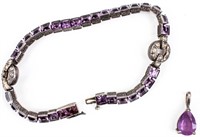 Jewelry Sterling Amethyst Bracelet & Pendant
