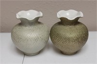 A Shawnee Pair of Swirl with Gold Splatter Vases
