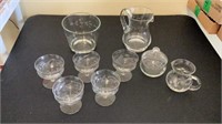 Assorted Etched Glassware