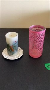 Candle with Candle Plate ( 6 in) and Candle Holder
