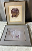 2 Framed Animal Pictures.   NO SHIPPING