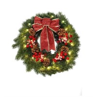 MorTime 16 Inches LED Christmas Wreath with Pineco