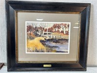 Attributed to Frank Benson Watercolor Bridge