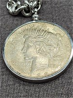 1922 Silver Peace dollar with jewelry bevel on