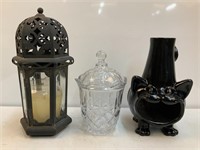 Metal Candleholder, Crystal Jar, Stoneware, etc.