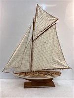 Lg Wooden Sailboat Model w/Fabric Sails