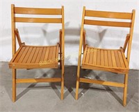 (2) Folding Wooden Chairs