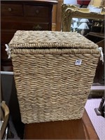Rope handled basket with lid 19 inches high 16 w
