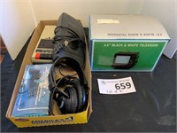 Black & White TV, VCR Rewinder & Headphones