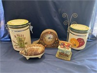 Pig Bank, Canisters, Clock