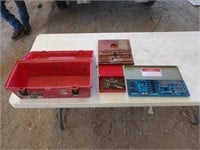 Various Taps & Dies in Red Tool Box