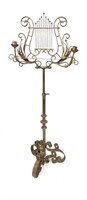 Gilt Iron Music Stand w Candle Holders