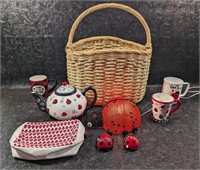 Basket of Lady Bug Themed Items, Nightlight, Oven