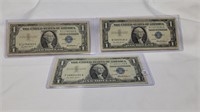 3 1957 $1 silver certificates