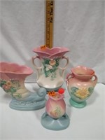 Hull "Water lilly" pottery 4pc's candlestick