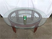 ROUND GLASS TOP COFFEE TABLE