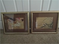2 Asian Style Prints in Frames 21" x 26"