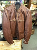 1970s Motorcycle Brown Leather Jacket Sz 40