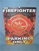 Firefighter Parking Only style advertising sign