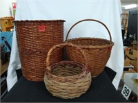 3 Vtg wicker baskets