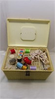 sewing case with sewing supplies