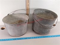 2 galvanized buckets / pails