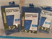 3 new 5' x 7' poly tarps
