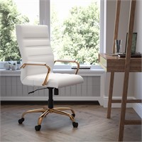 Flash Furniture White Leather Swivel Chair