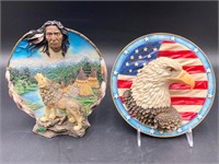 Resin Eagle & Native American Collector Plates