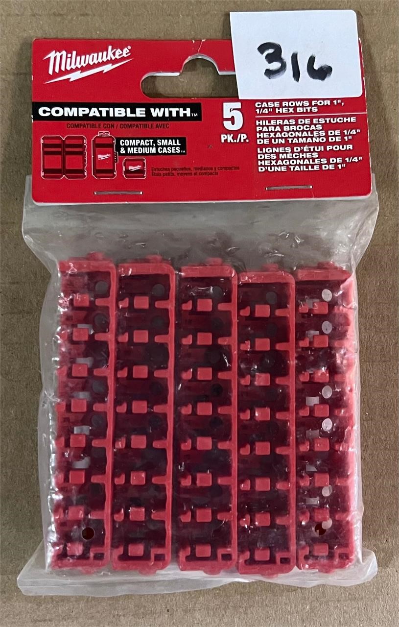 Milwaukee 5pk Case Rows for 1"-1/4" Hex Bits