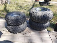 SET OF 4 FRONT AND BACK FOURWHEELER TIRES