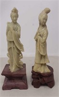 Pair of Chinese soapstone figurines