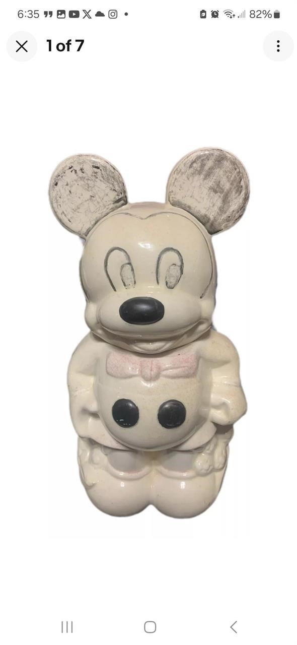 1940's DISNEY MICKEY MINNIE MOUSE COOKIE JAR