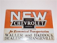 New Chevrolet Dealer Orangeville Tin Sign 12x8"