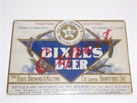 Bixel Beer Brantford Tin Sign 12x8"