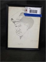 FRAMED NATIVE PENCIL SIGNED HARRY OZEEWIT - 12 X